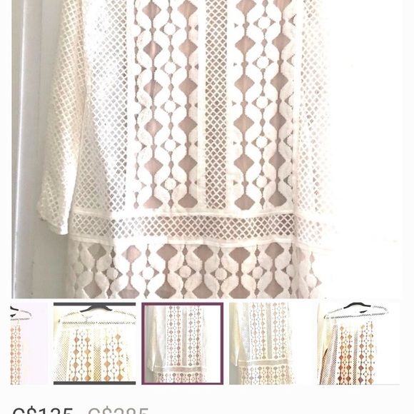 BCBG fully lined unique crochet, classic style L/S dress. Elegant & flirty. - Picture 3 of 9